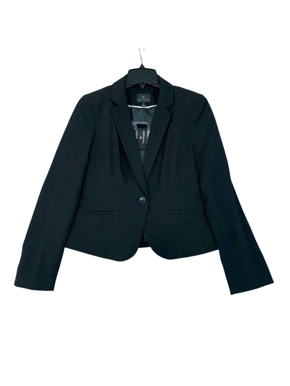 NWT Worthington Women's S Black One-Button Blazer Jacket Polyester Blend P0966